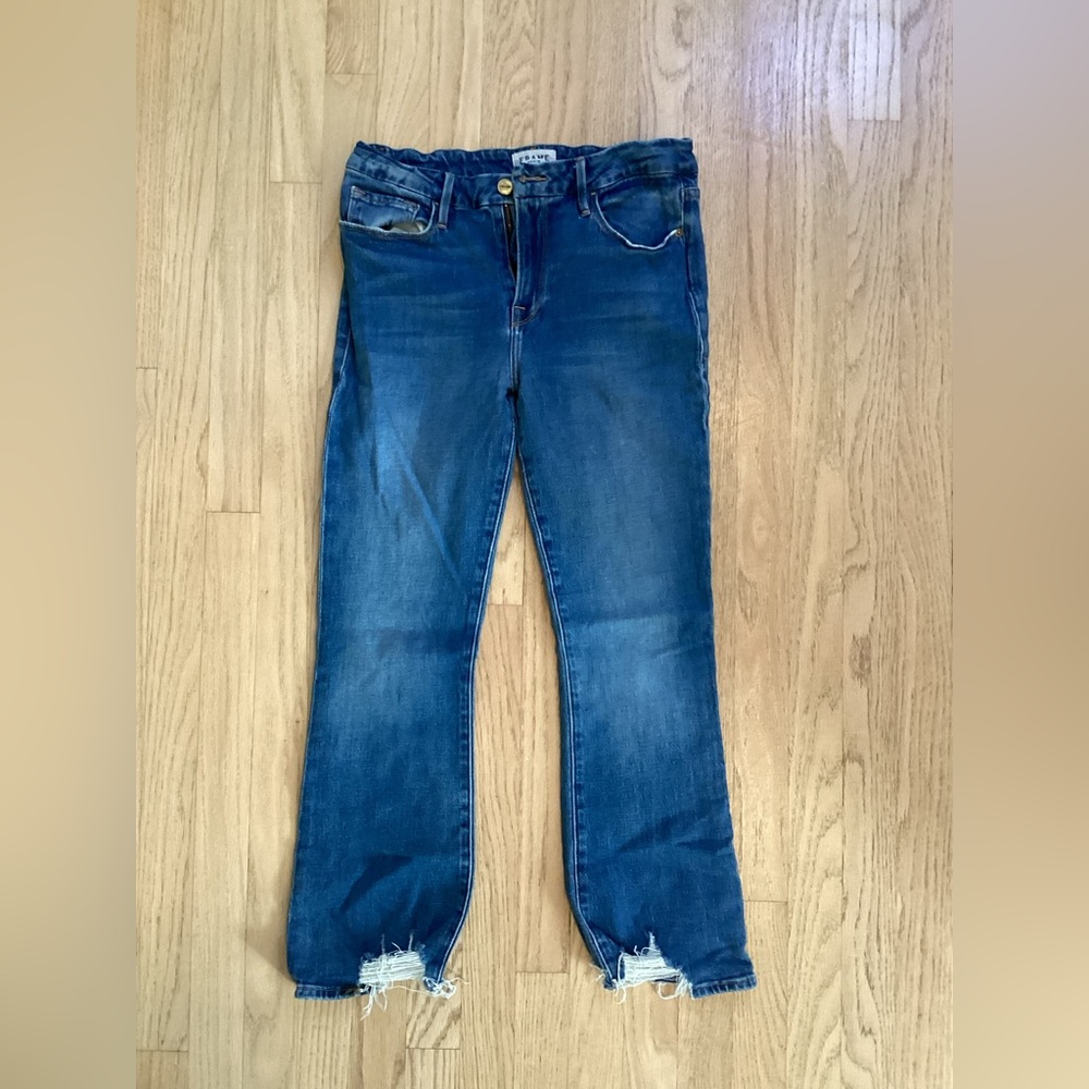 Frame Le Crop Boot Dark Blue Raw Hem Women's Jeans size 29
